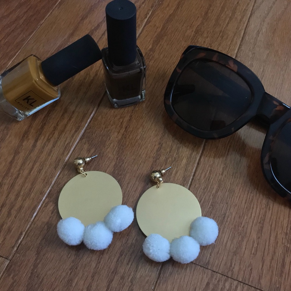 Pom-Pom Disc Earrings
